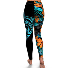 Hawaiian Flower Pattern Mix with Polynesian Design High Waist Leggings-Yoga Leggings - AOP-Atikapu