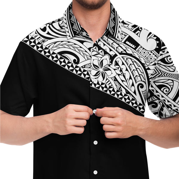 Poly Mix Shirt-Short Sleeve Button Down Shirt - AOP-Atikapu