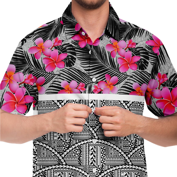 Polynesian Design Collar Shirt Atikapu 00283-Short Sleeve Button Down Shirt - AOP-Atikapu