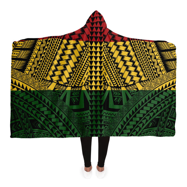 Polynesian Design Hooded Blanket Reggae Color-Hooded Blanket - AOP-Atikapu