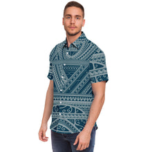 Polynesian Design Collar Shirt Atikapu 00288-Short Sleeve Button Down Shirt - AOP-Atikapu