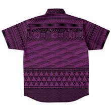 Polynesian design Purple Style Shirt-Short Sleeve Button Down Shirt - AOP-Atikapu