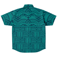 Polynesian Design Collar Shirt Ora Beach Blue - Atikapu 00284-Short Sleeve Button Down Shirt - AOP-Atikapu