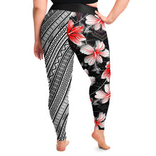 Polynesian Design Flower Plus Size Leggings 2-Plus Size Legging - AOP-Atikapu