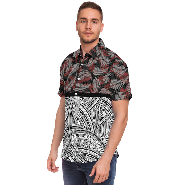 Polynesian Design Collar Shirt Atikapu 00282-Short Sleeve Button Down Shirt - AOP-Atikapu