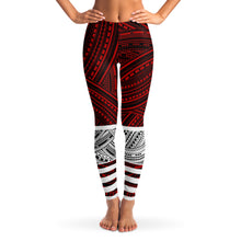 Polynesian Design Leggings Atikapu Red-Leggings - AOP-Atikapu