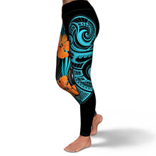 Hawaiian Flower Pattern Mix with Polynesian Design High Waist Leggings-Yoga Leggings - AOP-Atikapu