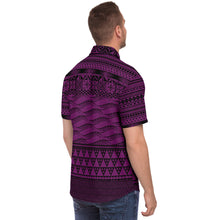Polynesian design Purple Style Shirt-Short Sleeve Button Down Shirt - AOP-Atikapu