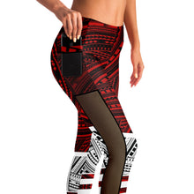 Polynesian Design Mesh Pocket Leggings-Mesh Pocket Legging - AOP-Atikapu