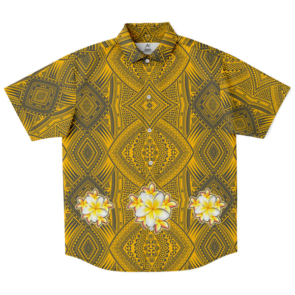 Polynesian Pattern Collar Shirt Atikapu 00294-Short Sleeve Button Down Shirt - AOP-Atikapu