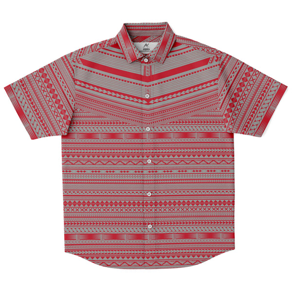 Polynesian Pattern Collar Shirt Atikapu 00296-Short Sleeve Button Down Shirt - AOP-Atikapu