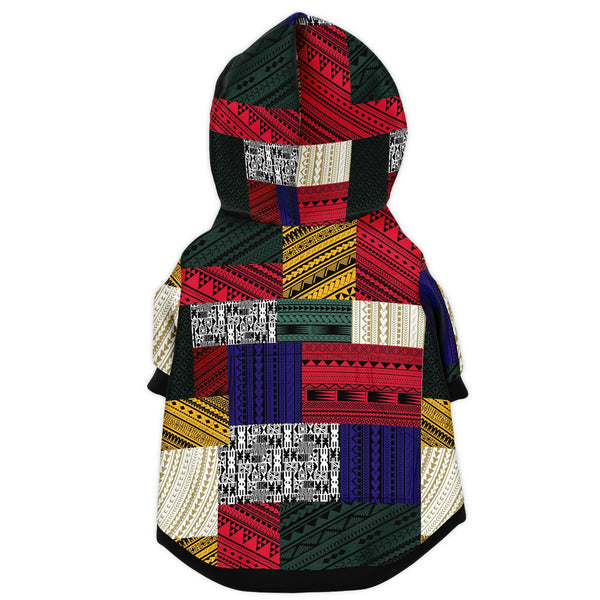 Polynesian Design Retro Patchwork Dog Hoodie - Atikapu 00247-Fashion Dog Zip-Up Hoodie - AOP-Atikapu