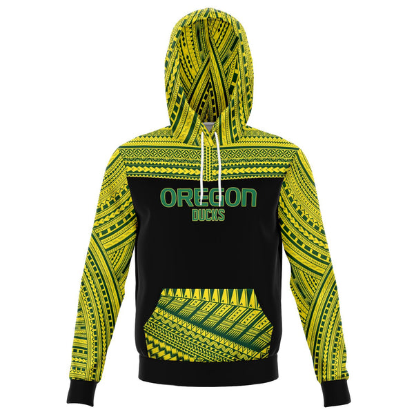 Polynesian Design Pullover Hoodie - Oregon Ducks-Fashion Hoodie - AOP-Atikapu