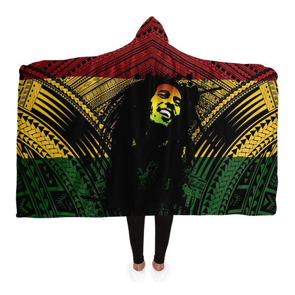 Polynesian Design Bob Marley Hooded Blanket-Hooded Blanket - AOP-Atikapu