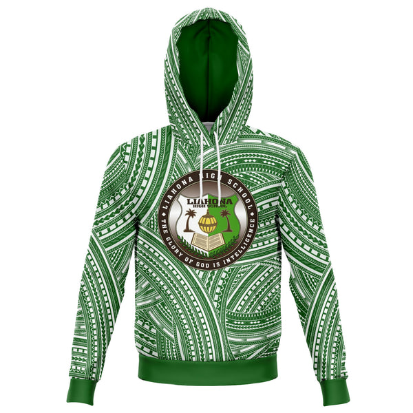 Liahona High School Hoodies Green/White-Fashion Hoodie - AOP-Atikapu