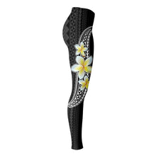 Polynesian Frangipani Design Leggings-Leggings - AOP-Atikapu