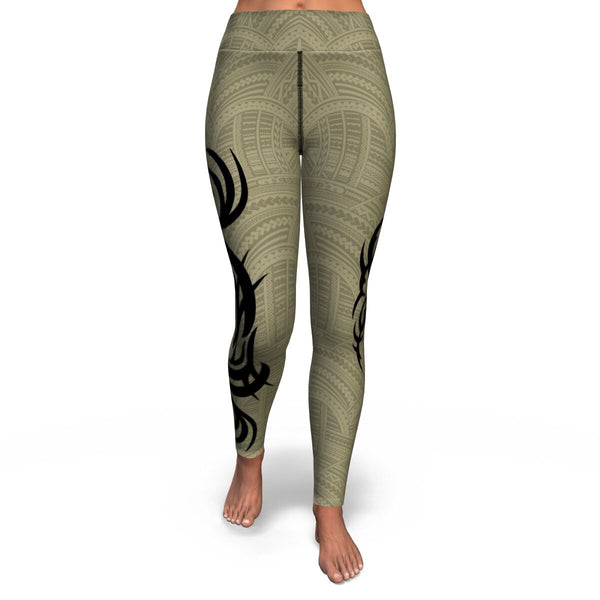 Polynesian Design Camouflage High Waist Leggings-Yoga Leggings - AOP-Atikapu