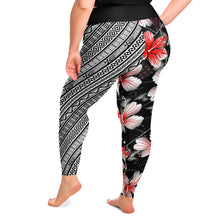 Polynesian Design Flower Plus Size Leggings 2-Plus Size Legging - AOP-Atikapu