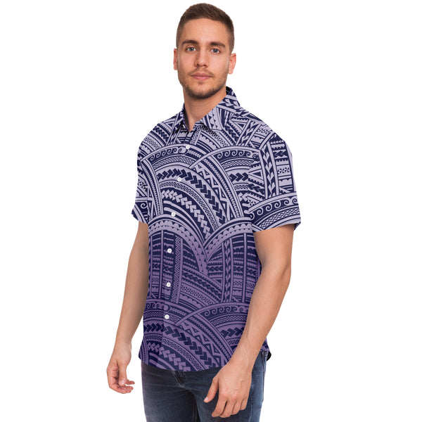 Polynesian Design Collar Shirt Atikapu 00289-Short Sleeve Button Down Shirt - AOP-Atikapu