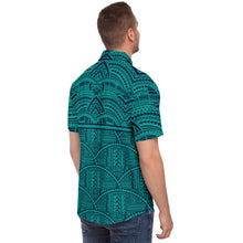 Polynesian Design Collar Shirt Ora Beach Blue - Atikapu 00284-Short Sleeve Button Down Shirt - AOP-Atikapu