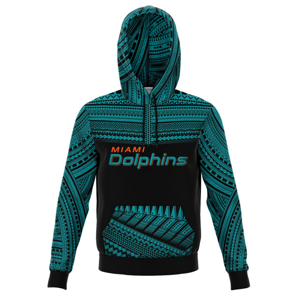 Polynesian Design Pullover Hoodie - Miami Dolphins-Fashion Hoodie - AOP-Atikapu