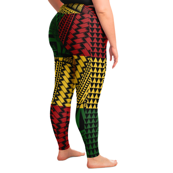 Polynesian Design Reggae Color Plus Size Leggings-Plus Size Legging - AOP-Atikapu