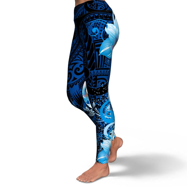 Polynesian Flower High Waist Leggings-Yoga Leggings - AOP-Atikapu