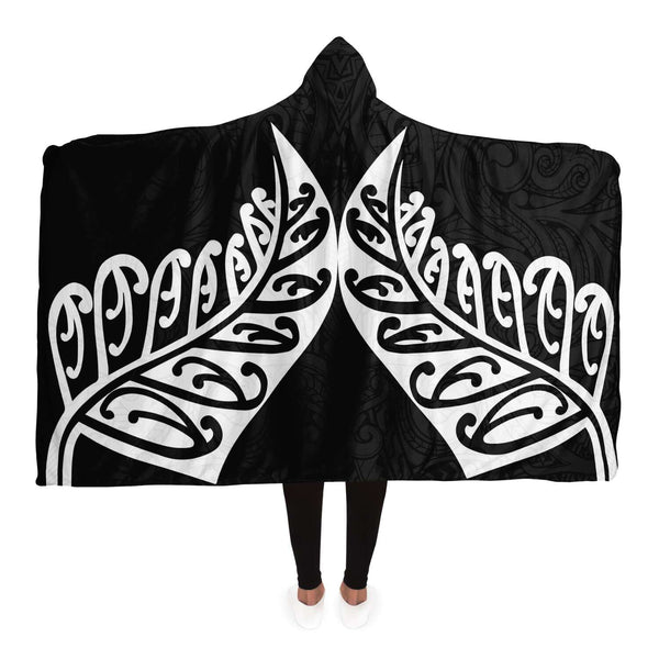 Maori Design Hooded Blanket - Maori Fern Hooded Blanket-Hooded Blanket - AOP-Atikapu