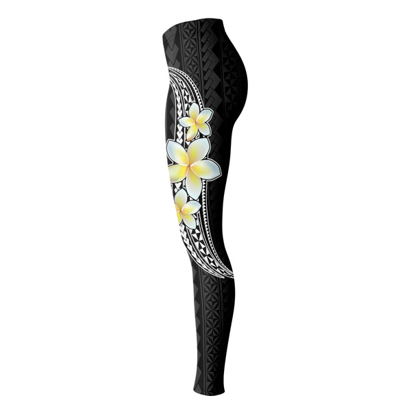 Polynesian Frangipani Design Leggings-Leggings - AOP-Atikapu