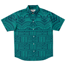 Polynesian Design Collar Shirt Ora Beach Blue - Atikapu 00284-Short Sleeve Button Down Shirt - AOP-Atikapu