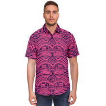 Polynesian Design Collar Shirt Indigo Violet - Atikapu 00285-Short Sleeve Button Down Shirt - AOP-Atikapu