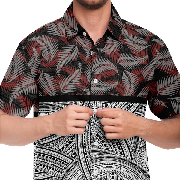 Polynesian Design Collar Shirt Atikapu 00282-Short Sleeve Button Down Shirt - AOP-Atikapu