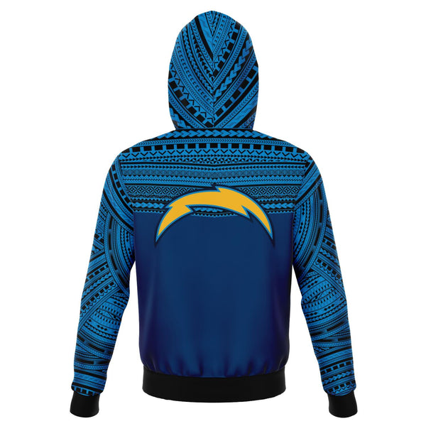 Polynesian Design Pullover Hoodie - Los Angeles Chargers-Fashion Hoodie - AOP-Atikapu