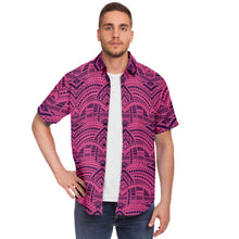Polynesian Design Collar Shirt Indigo Violet - Atikapu 00285-Short Sleeve Button Down Shirt - AOP-Atikapu