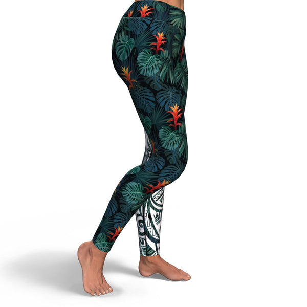 Polynesian Design Flower High Waist Leggings-Yoga Leggings - AOP-Atikapu