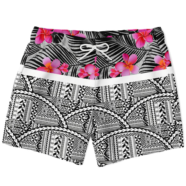 Polynesian Flower Design Men's Swim Trunks-Swim Trunks Men - AOP-Atikapu