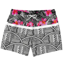 Polynesian Flower Design Men's Swim Trunks-Swim Trunks Men - AOP-Atikapu