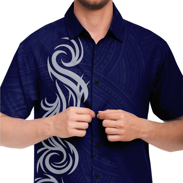 Polynesian Design Collar Shirt - Atikapu 00307-Short Sleeve Button Down Shirt - AOP-Atikapu