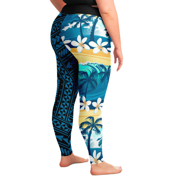 Polynesian Design Beach Plus Size Leggings-Plus Size Legging - AOP-Atikapu
