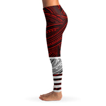 Polynesian Design Leggings Atikapu Red-Leggings - AOP-Atikapu