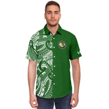 Liahona High School Shirt - Green-Short Sleeve Button Down Shirt - AOP-Atikapu