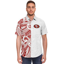 San Francisco 49ers Collar Shirt - Polynesian Design 49ers Shirt-Short Sleeve Button Down Shirt - AOP-Atikapu