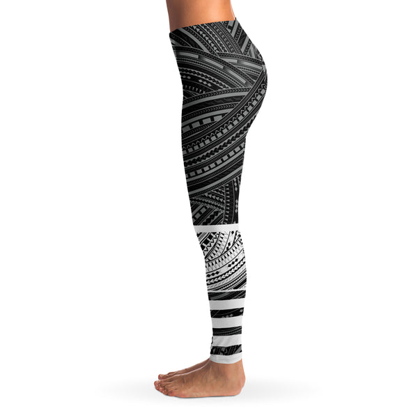 Polynesian Design Leggings Atikapu Grey-Leggings - AOP-Atikapu