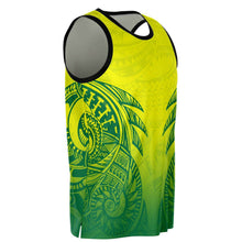 Polynesian Tribal Basketball Jersey Green