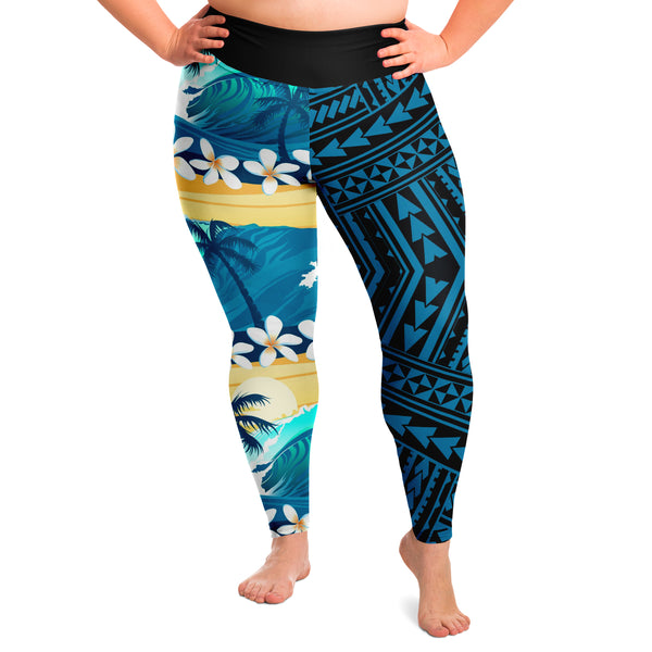 Polynesian Design Beach Plus Size Leggings-Plus Size Legging - AOP-Atikapu