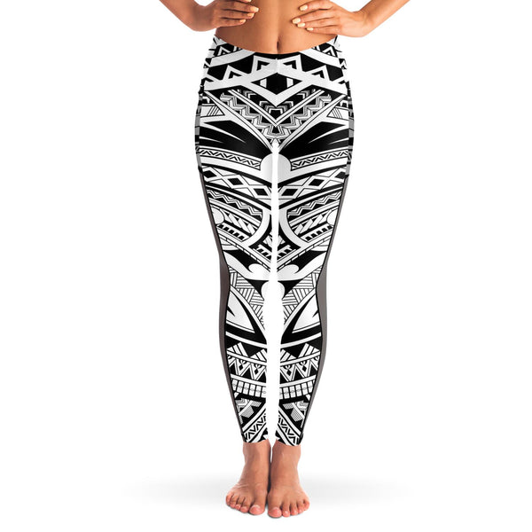Polynesian Design Mesh Pocket Leggings 1-Mesh Pocket Legging - AOP-Atikapu