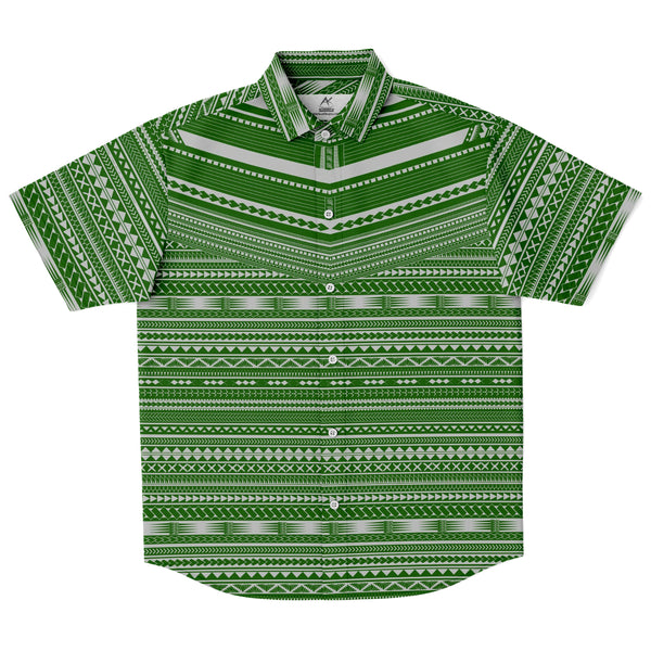 Polynesian Pattern Collar Shirt Atikapu 00297-Short Sleeve Button Down Shirt - AOP-Atikapu