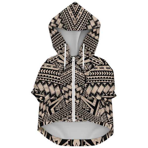 Polynesian Tribal Design Dog Hoodie-Athletic Dog Zip-Up Hoodie - AOP-Atikapu
