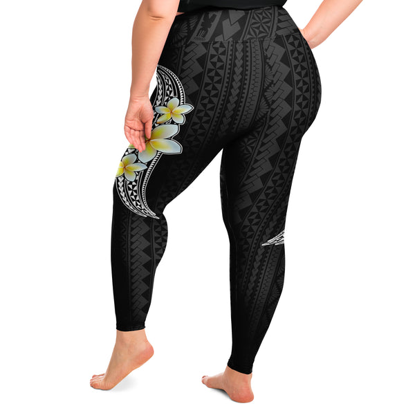 Polynesian Design Frangipani Plus Size Leggings-Plus Size Legging - AOP-Atikapu