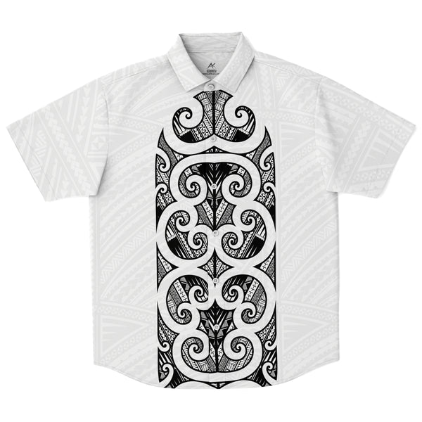 Polynesian Design Collar Shirt Atikapu 00295-Short Sleeve Button Down Shirt - AOP-Atikapu